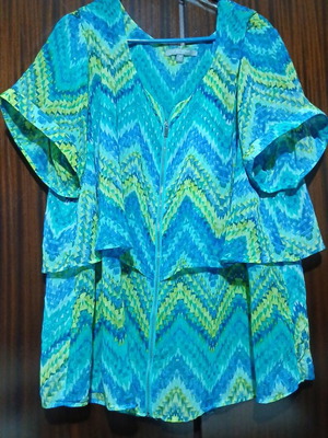 NY Collection Woman Plus Size Blouse 2XL, colorful zigzag pattern