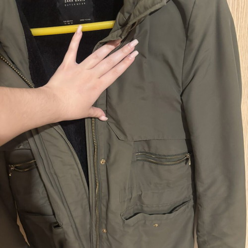Zara Basic khaki jacket XS used, warm fleece lining