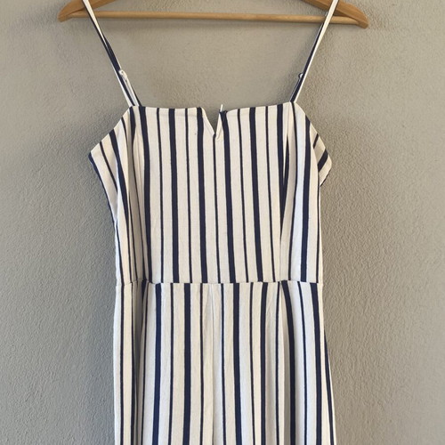 Bershka Viscose Bodysuit Like New, White and Blue, Size M