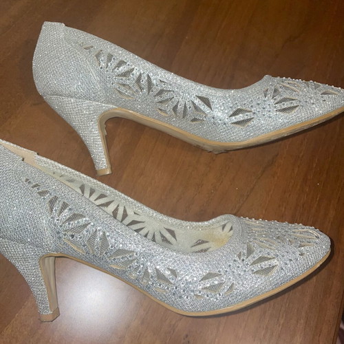Tulipano silver pumps used, size 39 with rhinestones