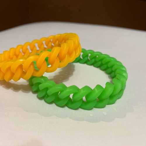 Silicone bracelets like new, green phosphorescent and orange