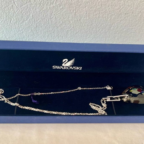 Swarovski necklace with heart pendant and red crystal, new