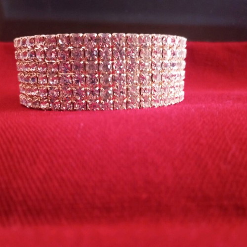 Enzzo Vintage '00s Cuff Bracelet with 5 Rows of Sparkling Rhinestones like new