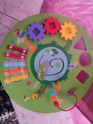 Activity table used, wooden, for children 1-5 years old