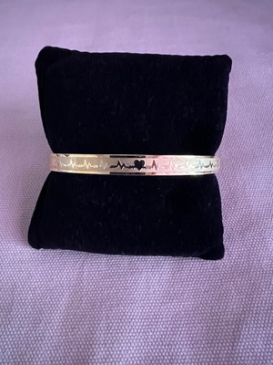 Steel bracelet bangle new gold plated with heartbeat design
