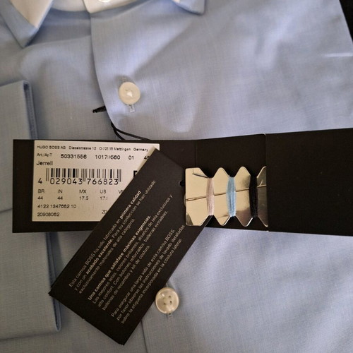 BOSS men's shirt new, slim fit, white and blue, size XL