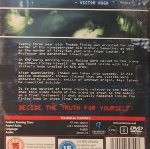 DVD PARANORMAL ENTITY HORROR MOVIE SHANE VAN DYKE