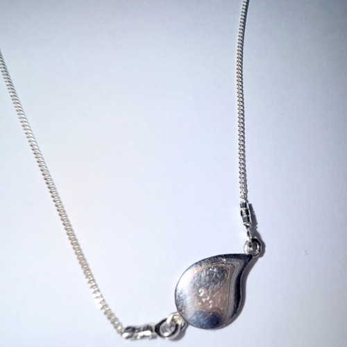Silver 925 necklace with black and blue enamel evil eye, like new