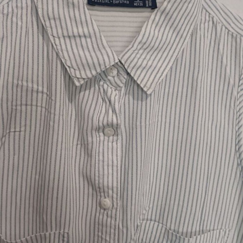 Bershka striped shirt like new with back opening, size S