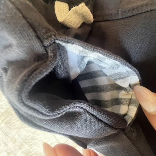 Boy's outfit used, size 12-18 months, dark blue pants and grey shirt