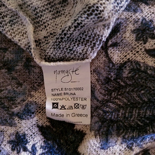 Tunic cardigan used One Size white blue semi-transparent with 3/4 sleeves