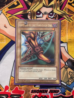 Left Leg of the Forbidden One Yu-Gi-Oh! TCG card like new, premium gold rare 1st Edition