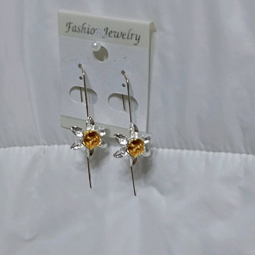 Silver-Gold Flower Earrings new
