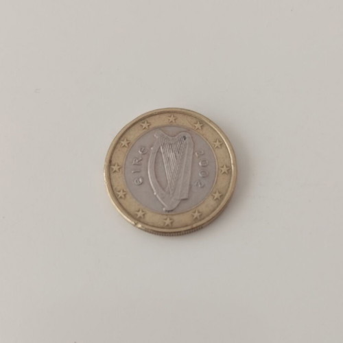 Euro coin 1 from Ireland 2002 used