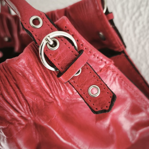 Vintage leather shoulder bag red, made in Paris, new