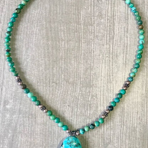 Boho handmade necklace with natural turquoise like new