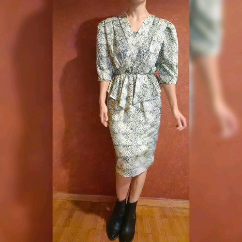Vintage animal print dress used, satin fabric, 80s, Canda