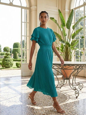 midi pleated dress L