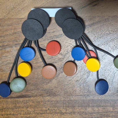 Colorful earrings with silicone cord and rubber parts, new