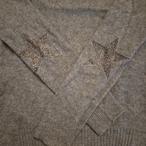 Zadig & Voltaire Cashmere Sweater with Star Design, Size S, Grey