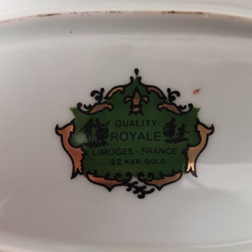 Limoges 22 Karat porcelain platter used, diameter 36cm
