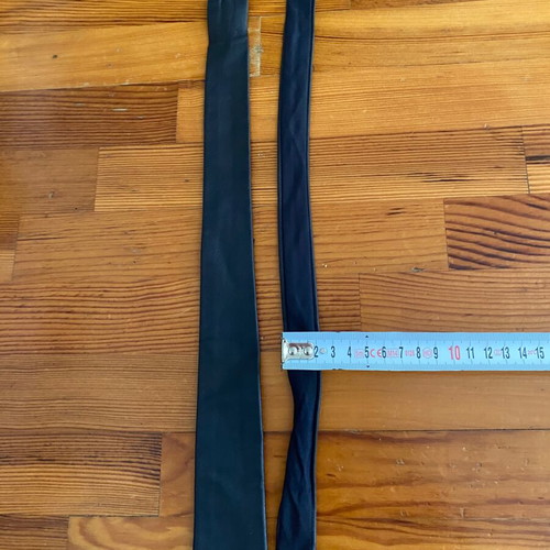 Leather slim tie blue black vintage used