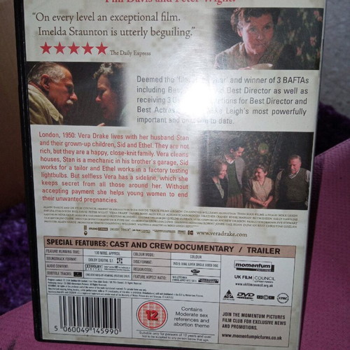 Vera Drake DVD like new, adventure, subbed