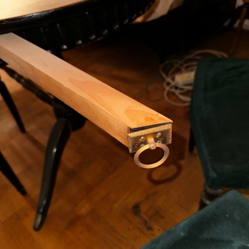 Solid wood carved dining table with 6 chairs, vintage
