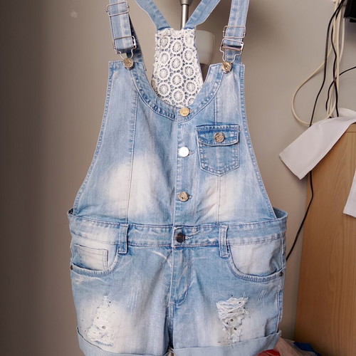 Ebita denim salopette shorts like new, blue, size XS 176 cm