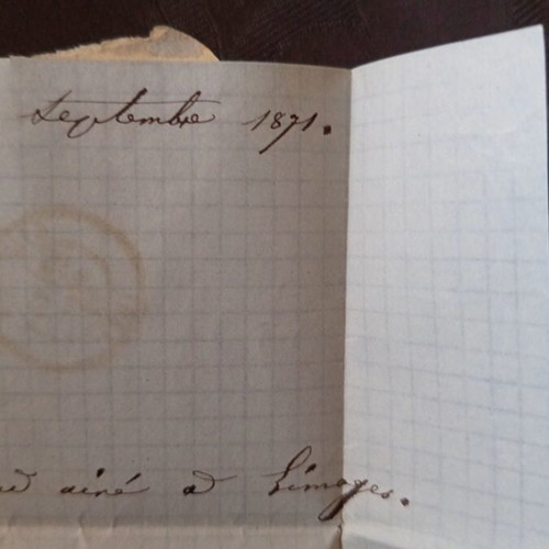 French letter from 1871 used with stamps and bank label