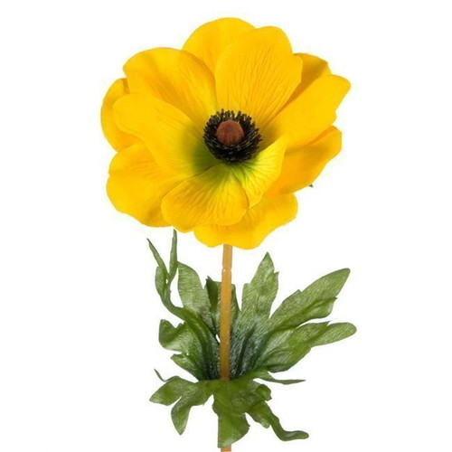 Set of 5 Decorative Anemone Flowers Yellow 40cm