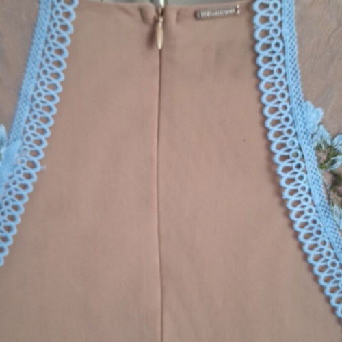 BSB dress used, taupe lace with sky blue embroidery, size S