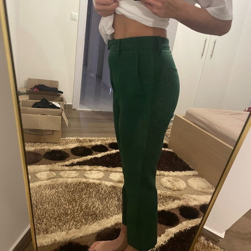 Zara crop pants green like new, size S