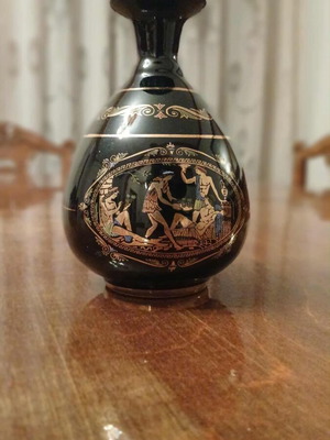 Mini decorative amphora like new with golden ancient Greek design