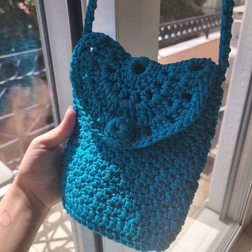 Handmade Blue Shoulder Bag like new with gift