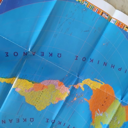 World Political Map of Europe used, torn in several folds