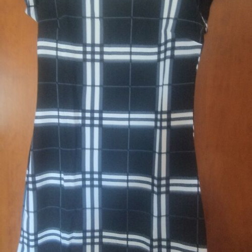 Striped elastic dress black with blue and white, new