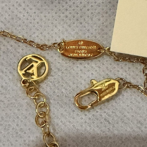 Louis Vuitton Monogram World Tour Padlock Necklace with Strass, Gold Tone