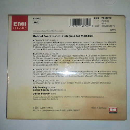 Gabriel Fauré Melodies 4xCD used, classical