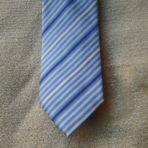 Amedeo Rusca Italian silk tie blue shades with white stripes