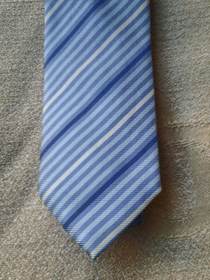 Amedeo Rusca Italian silk tie blue shades with white stripes