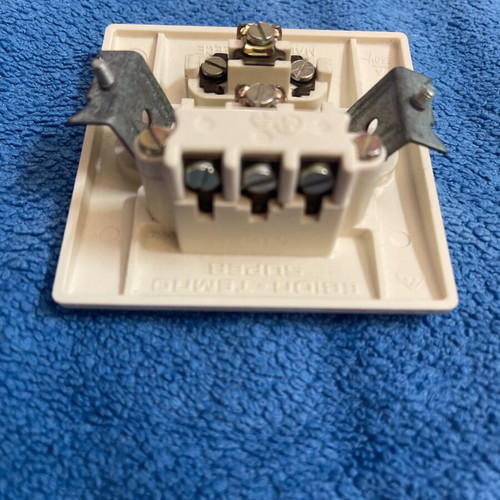 Double switch with socket white bakelite, new, Greek made