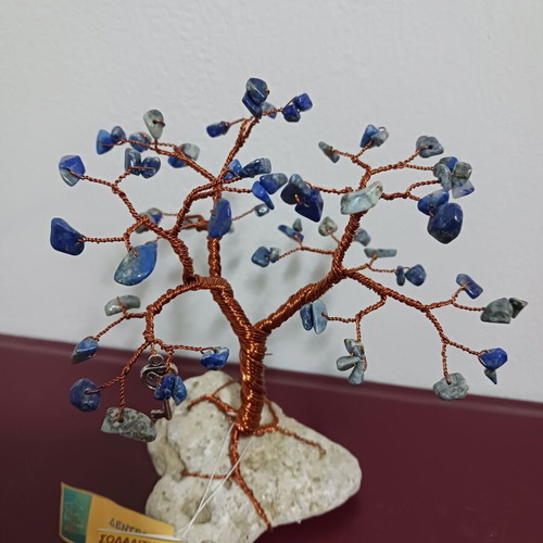 Tree made of sodalite and copper wire, new