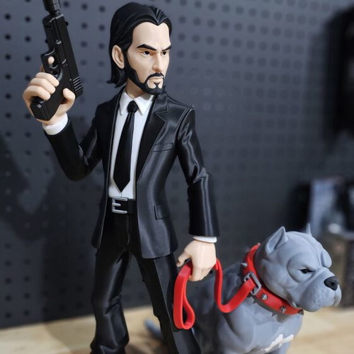 John Wick figure with pitbull, 45cm, like new