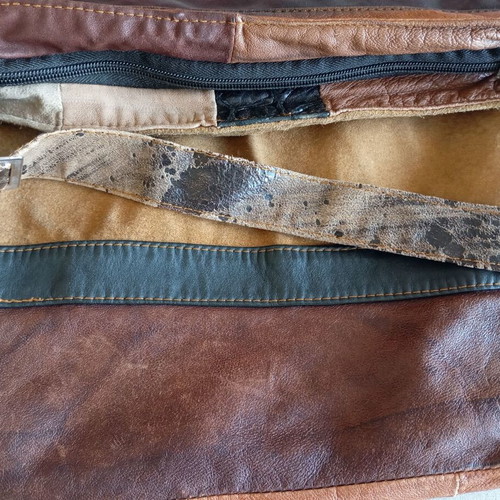 Crossbody bag made of suede used with signs of wear
