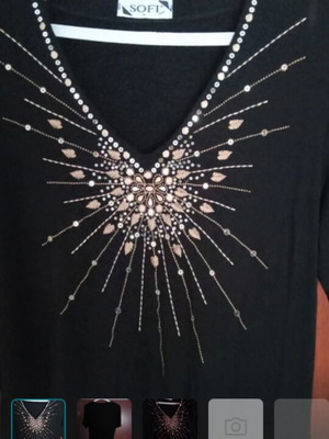 Black blouse with embroidered design and sequins, like new