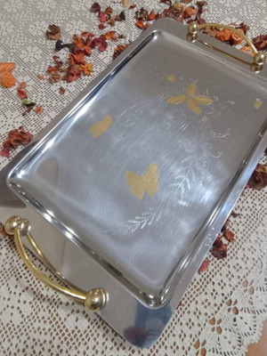 Gold-plated serving tray like new, 1960s