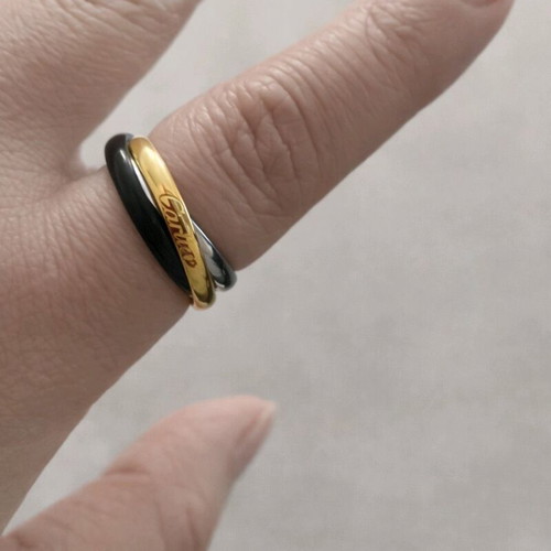 Three-ring ring like new, black and gold tones