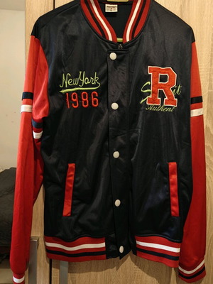 Men's/Unisex College Jacket Medium used, blue and red