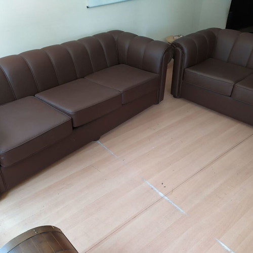 Leather living room set like new with three-seat sofa, two-seat sofa and armchair
